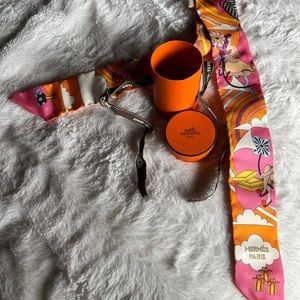 Hermès "Carres Volants" Orange Silk Twilly